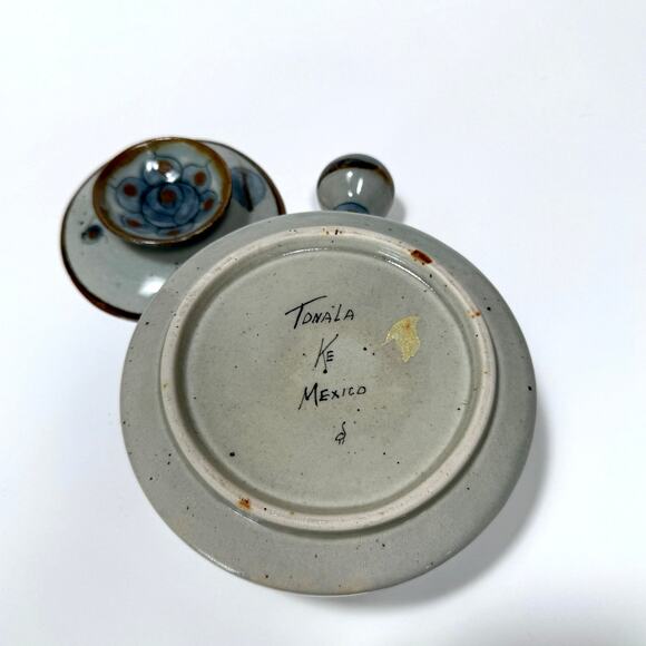 Vintage Ken Edwards Covered Pot w Handle – Tonala Folk Art Stoneware – 1970s era - Picture 7 of 11